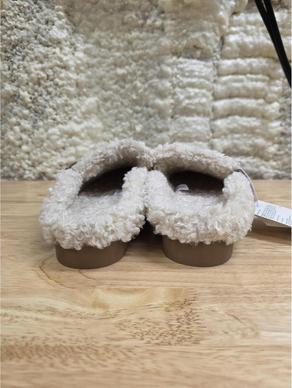 Amazon Essentials Backless Shearling Memory Foam Mule Ivory Tan Women’s 7.5 - Picture 3 of 10